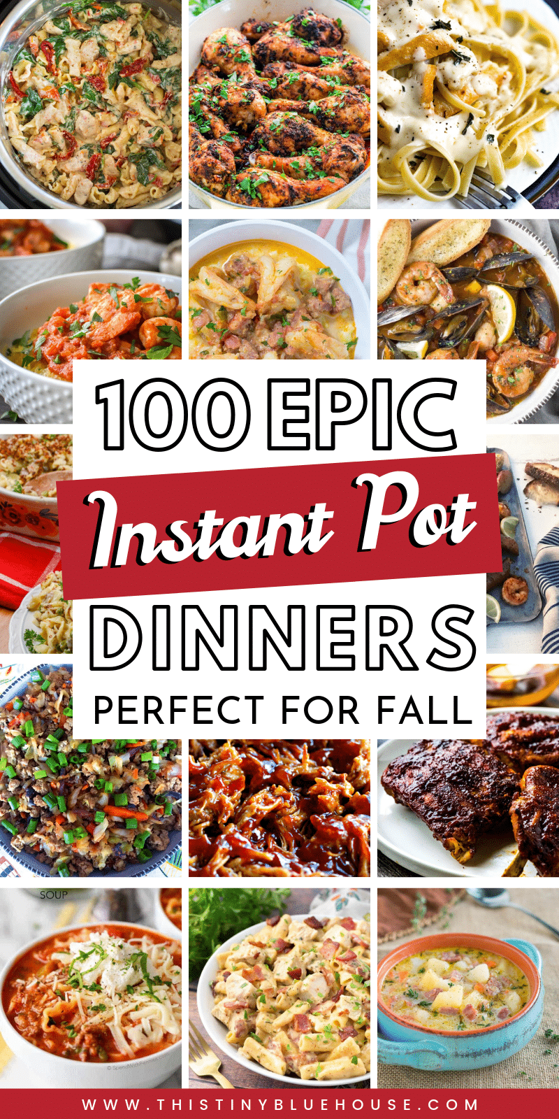 Here are 100+ delicious Instant Pot Meals divided into convenient categories including chicken, beef, pork, fish and vegetarian. This is the ULTIMATE collection of easy Instant Pot supper ideas that are perfect for busy families on busy school nights or anytime they want to put together a delicious meal in a fraction of the time it would take on the stove top. #instantpotdinners #easyinstantpotdinners #bestinstantpotrecipes #ultimateinstantpotdinnerrecipes #deliciousinstantpotrecipes