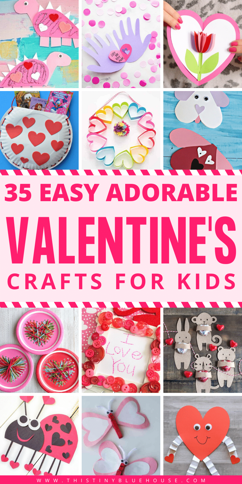 35 Valentine's Day Crafts For Kids that are easy to make and super fun. Add one or more of these adorable crafts to your holiday crafting to-do list! #valentinesdaycraftsforkids #valentinesdaycraftsDIY #Valentinesdaycraftstomake