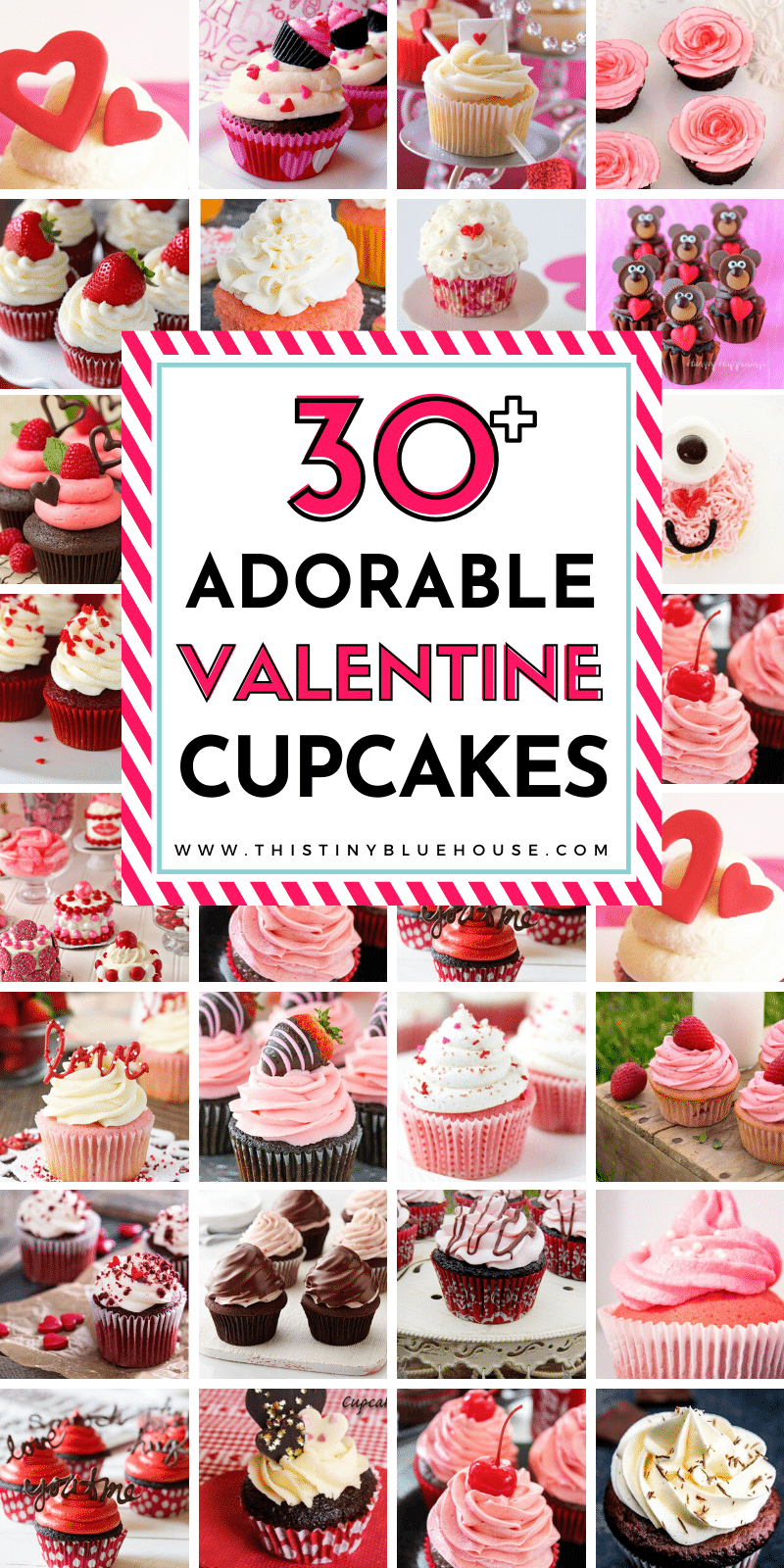 Make Valentine's Day extra special this year by making cute fun Valentine's Day Cupcakes. These 30+ Valentine's Day Cupcakes are the perfect edible gift. #valentinescupcakes #valentinesdaycupcakesideas #easyvalentinesdaycupcakes