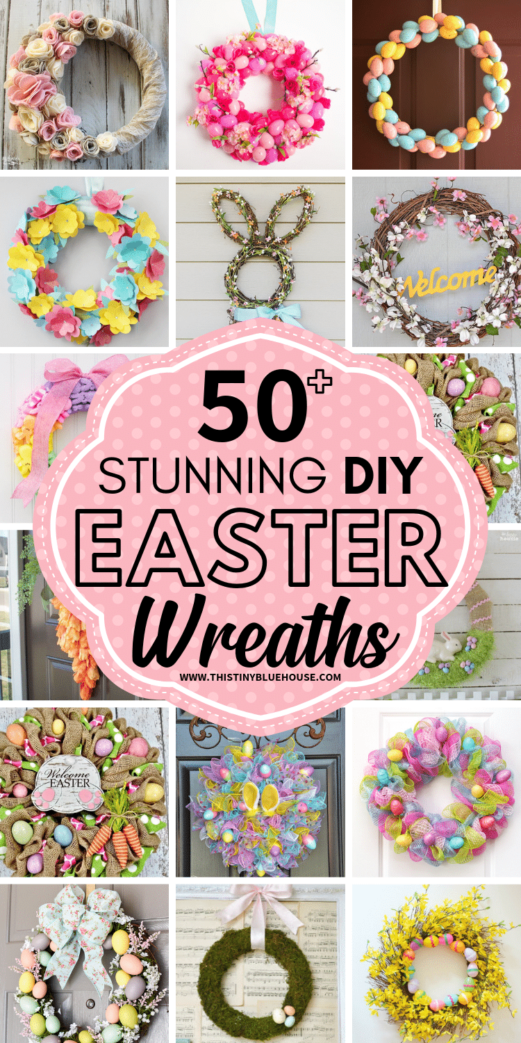 Celebrate Easter by adding some spring and Easter decor to your home with one of these easy DIY Easter Wreaths. Your front door never looked so nice and inviting. #easter #easterwreaths #diyeasterwreaths #easterdecor #springdecor #diyspringdecor #diyspringwreaths