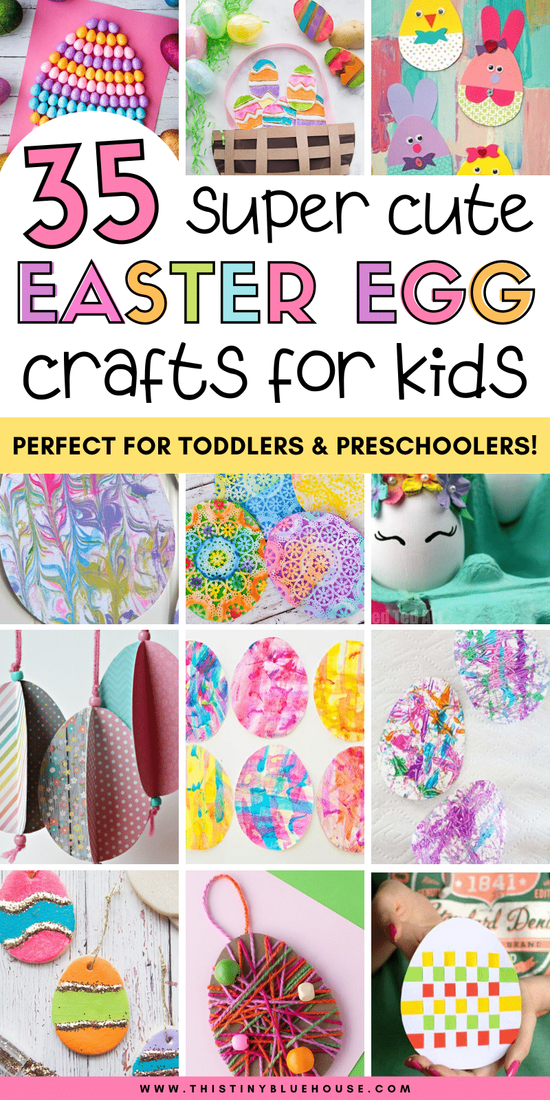 Celebrate Easter with the kids by making one of these super cute Easter egg crafts for kids. These 35 easy crafts are great for even the youngest kids including toddlers and preschoolers. #eastereggcrafts #eastercrafts #eastercraftsfortoddlers #eastercraftsforpreschoolers #easyeastereggcraftsforkids Celebrate Easter with the kids by making one of these super cute Easter egg crafts for kids. These 35 easy crafts are great for even the youngest kids including toddlers and preschoolers. #eastereggcrafts #eastercrafts #eastercraftsfortoddlers #eastercraftsforpreschoolers #easyeastereggcraftsforkids