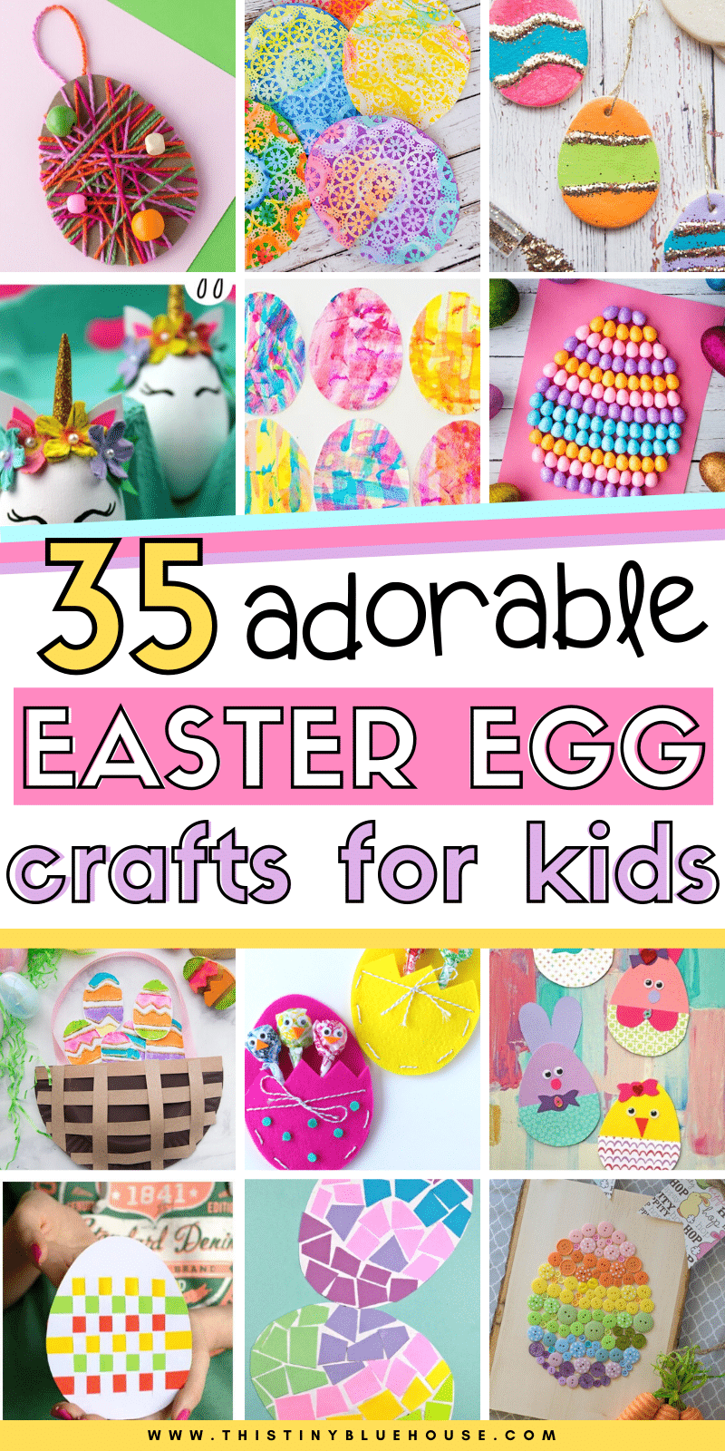 Celebrate Easter with the kids by making one of these super cute Easter egg crafts for kids. These 35 easy crafts are great for even the youngest kids including toddlers and preschoolers. #eastereggcrafts #eastercrafts #eastercraftsfortoddlers #eastercraftsforpreschoolers #easyeastereggcraftsforkids Here are 35 best fun Easter egg crafts for kids that will get you excited about Easter. Easy to make with few supplies these crafts provide hours of fun.