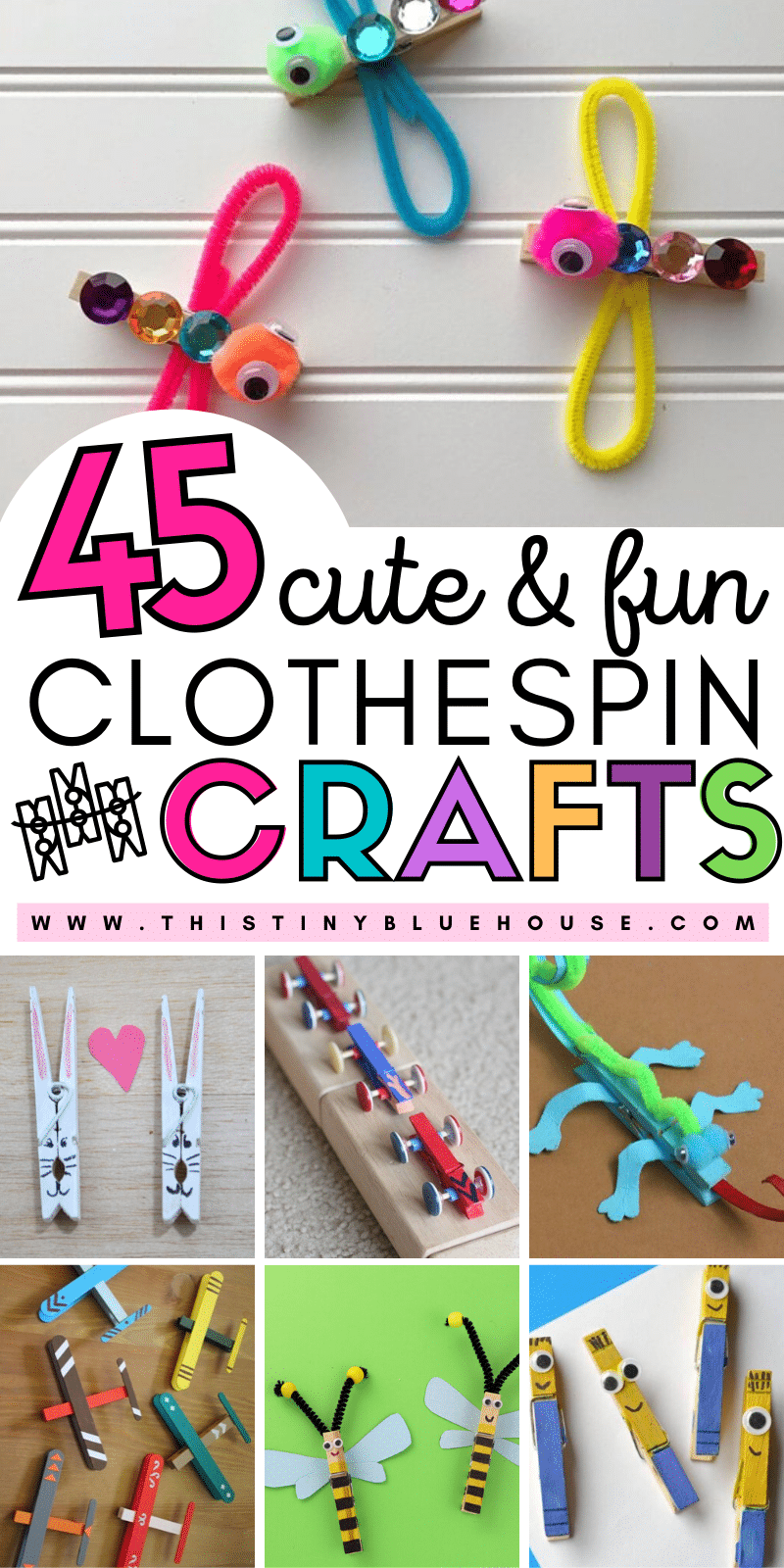 45 Cute Fun Clothespin Crafts For Kids - This Tiny Blue House