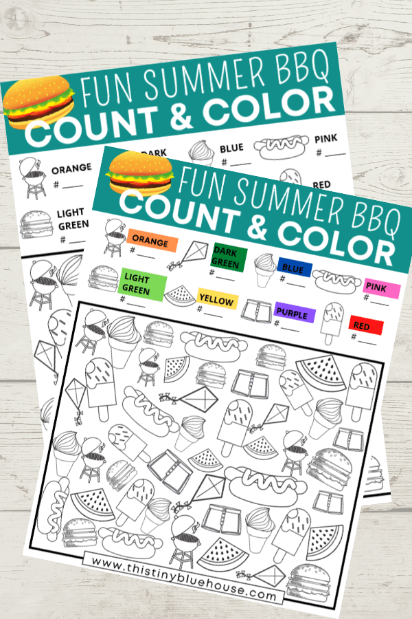 free printable summer bbq count and color activity for kids this tiny blue house