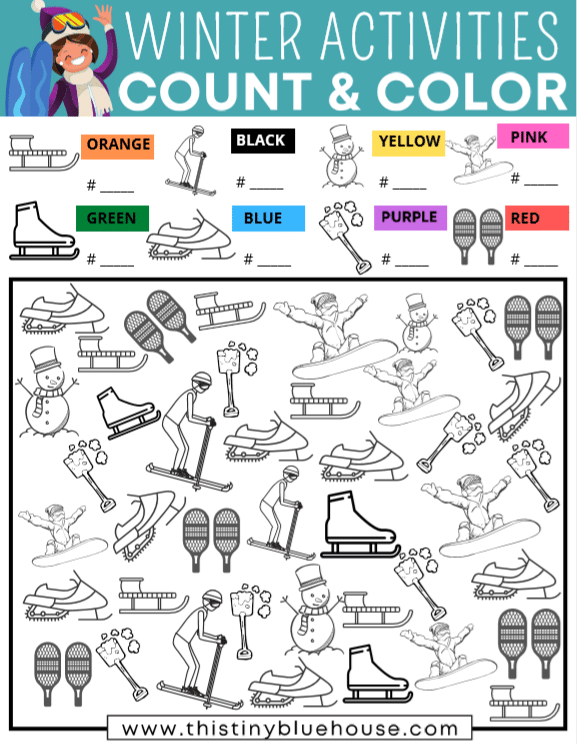 free 2 version winter activities i spy printable count and color