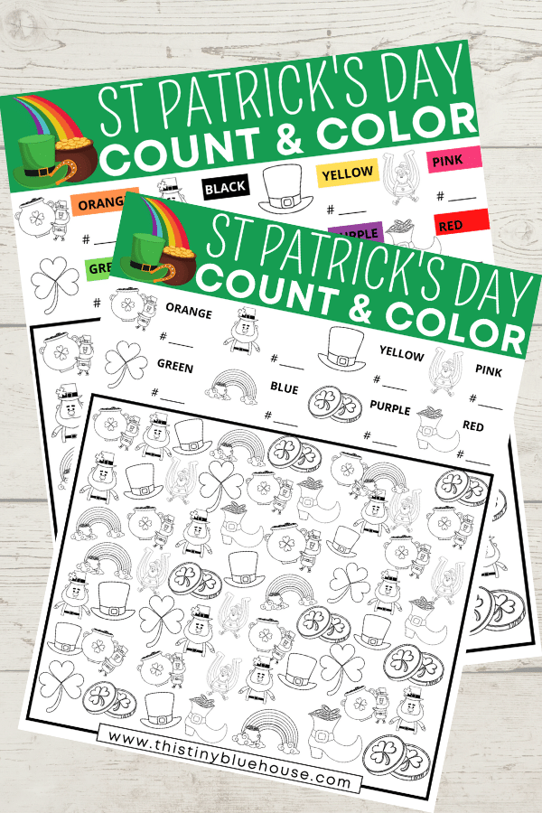 Encourage quiet time play with this FREE St Patricks Day I Spy Printable. This fun screen free activity focuses on counting, coloring & sorting skills.