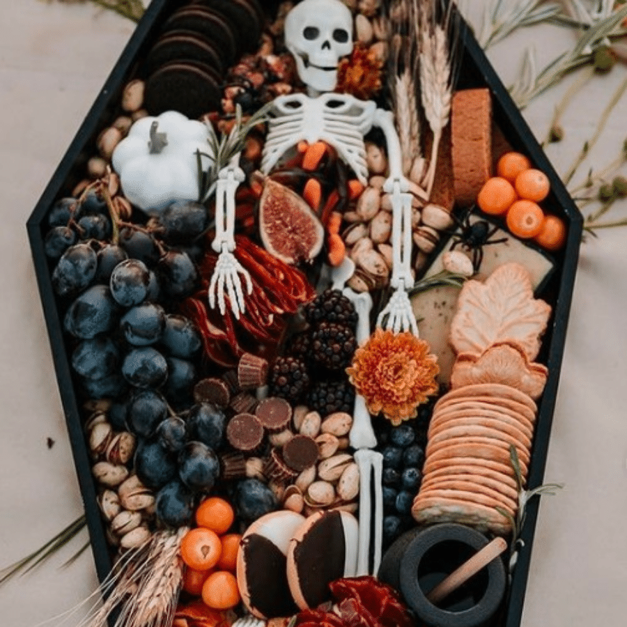 Halloween Wood Coffin Charcuterie Board, Gothic Coffin Platter With Engraved