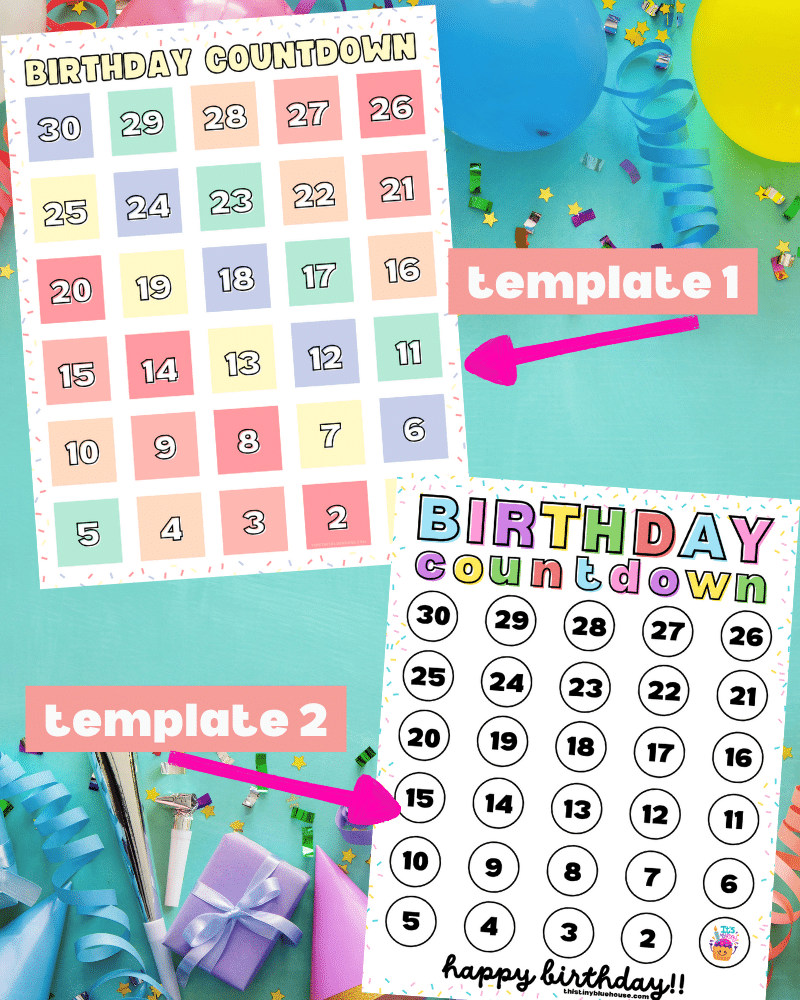 Printable Birthday Countdown Calendar - This Tiny Blue House