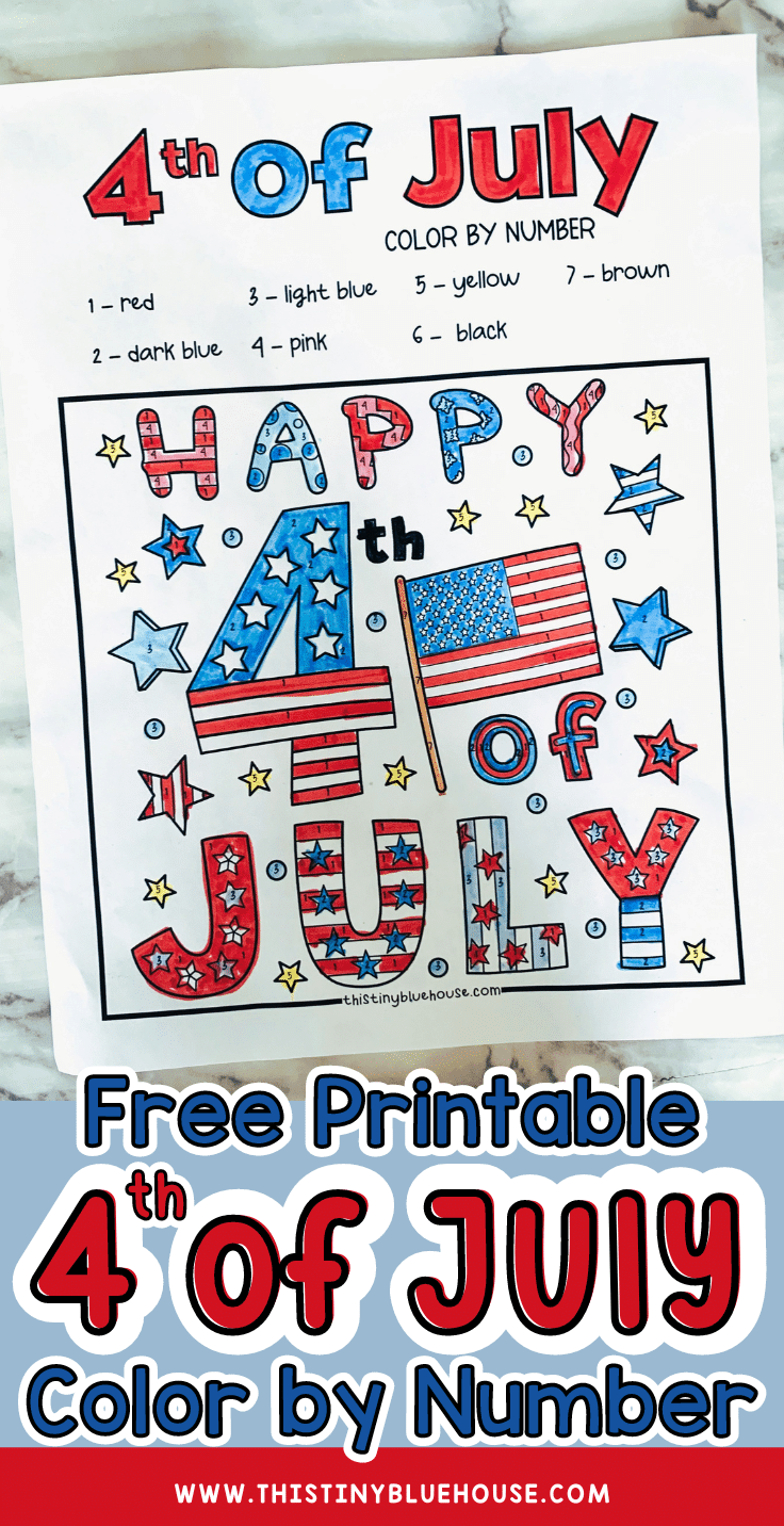 4th of July Color By Number - This Tiny Blue House