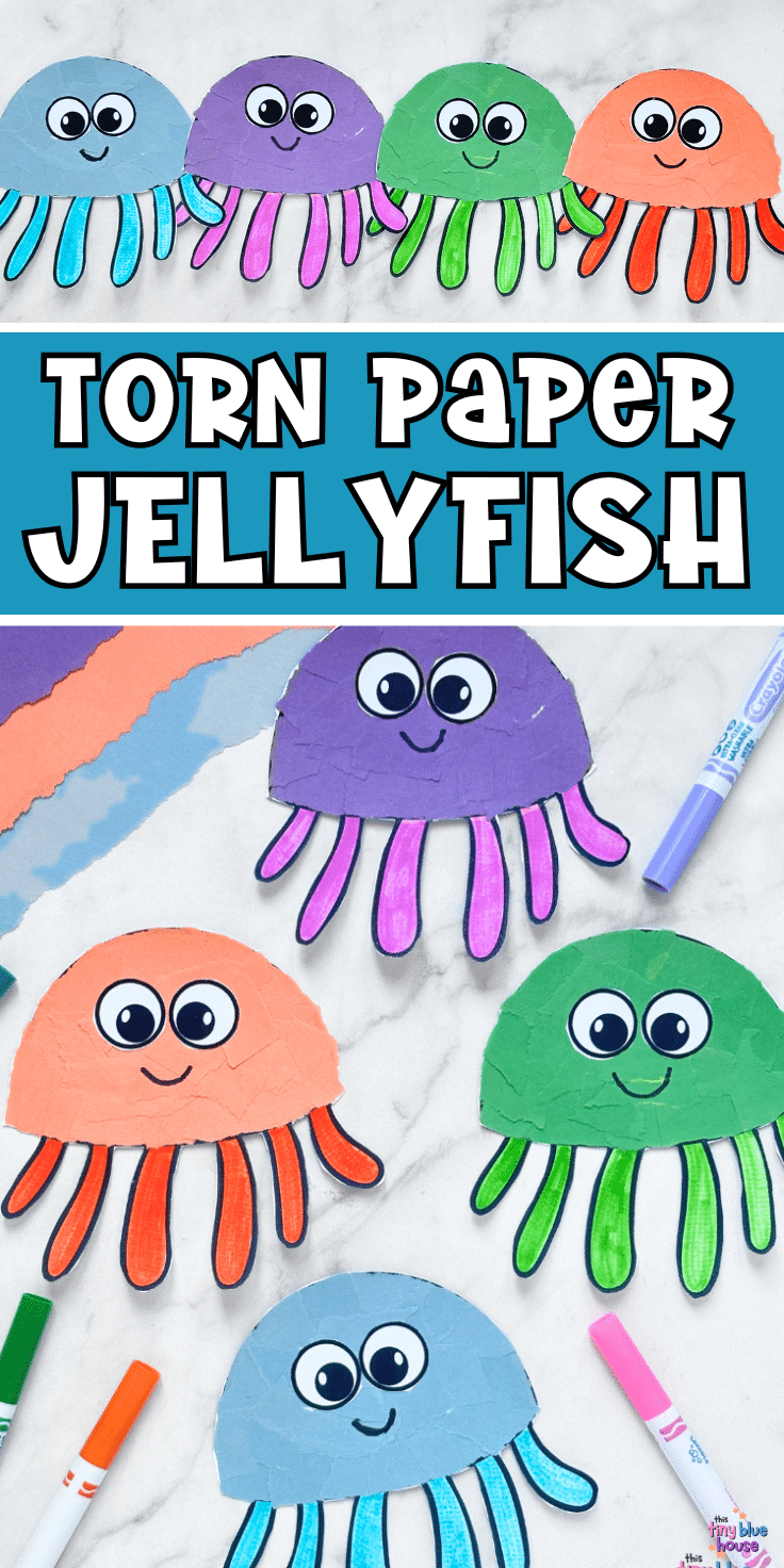 Torn Paper Jellyfish Craft - This Tiny Blue House