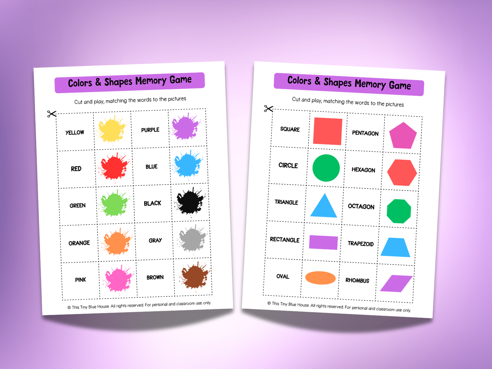 Colors and Shapes Memory Game (Free Printable) - This Tiny Blue House