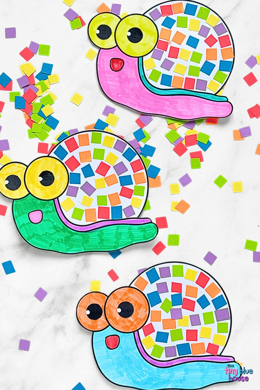 Mosaic Snail Craft (Free Printable Template) - This Tiny Blue House