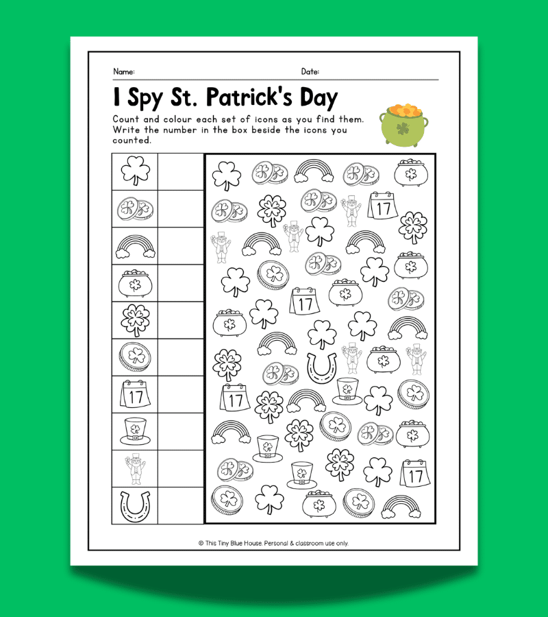 St Patrick's Day Worksheets (Free Printable Activity Pack) - This Tiny ...