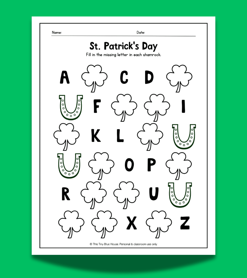 St Patrick's Day Worksheets (Free Printable Activity Pack) - This Tiny ...