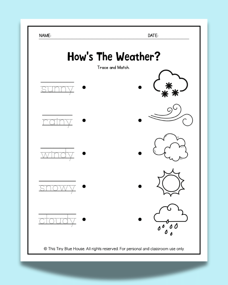 Weather Worksheets (Free printable Weather Activity Pack) - This Tiny ...