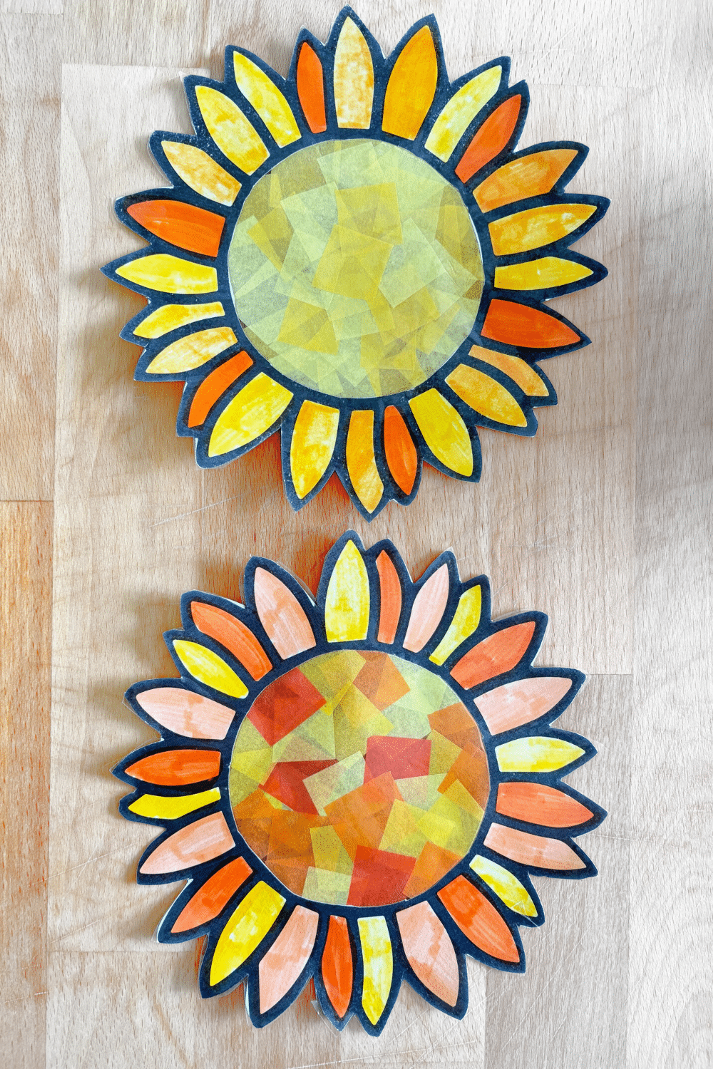Sunflower Suncatcher Craft (Free printable Template) - This Tiny Blue House