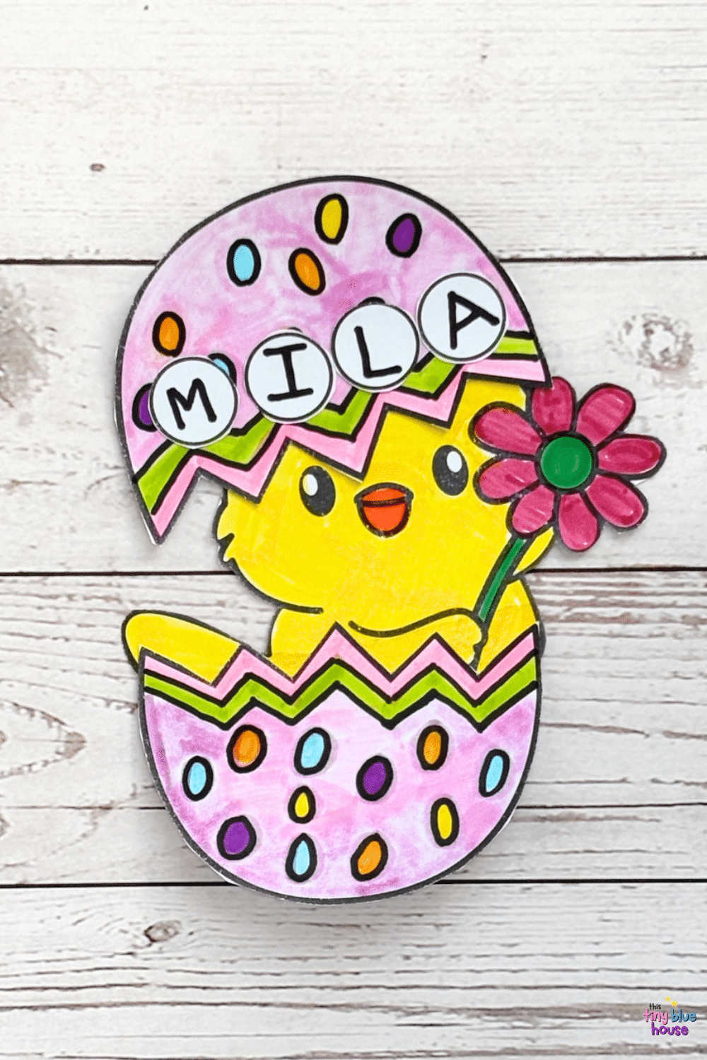 Easter Chick Name Craft (Free Printable Template) - This Tiny Blue House