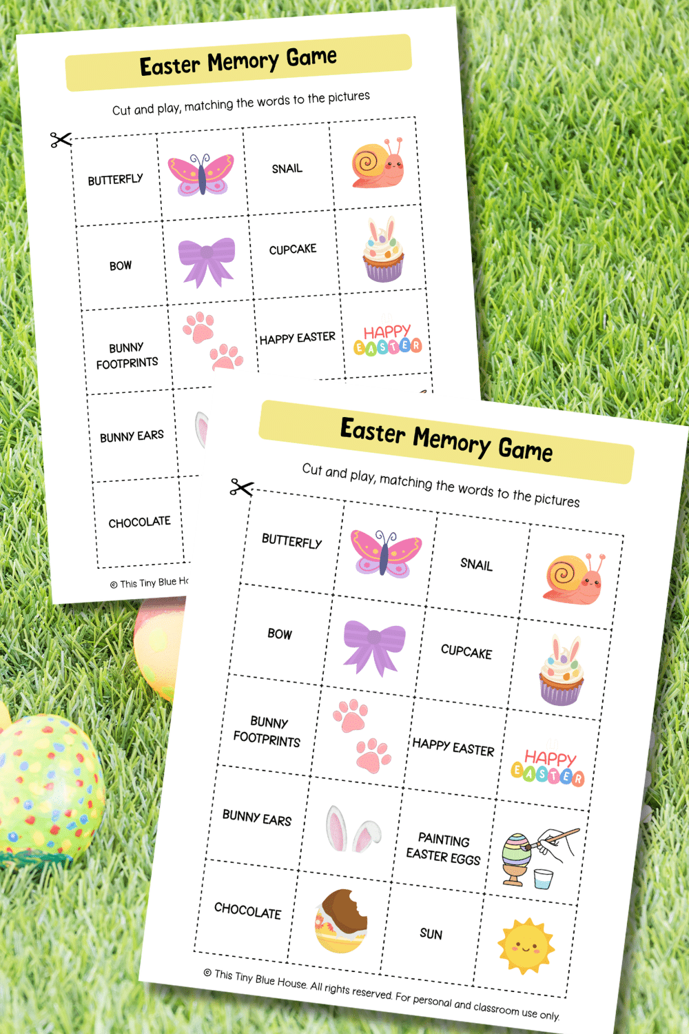 Easter Memory Game (Free Printable Templates) - This Tiny Blue House