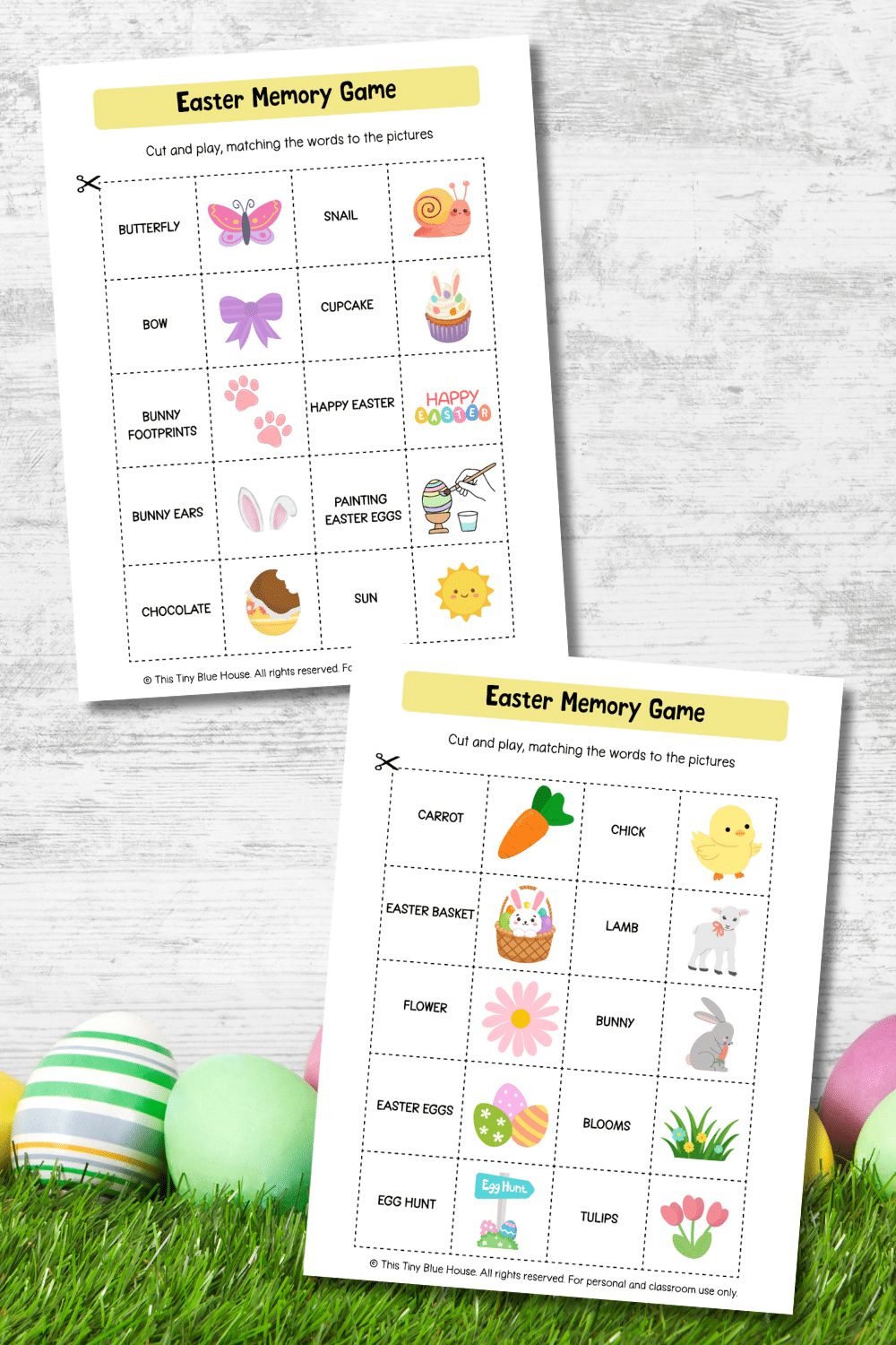 Easter Memory Game (Free Printable Templates) - This Tiny Blue House