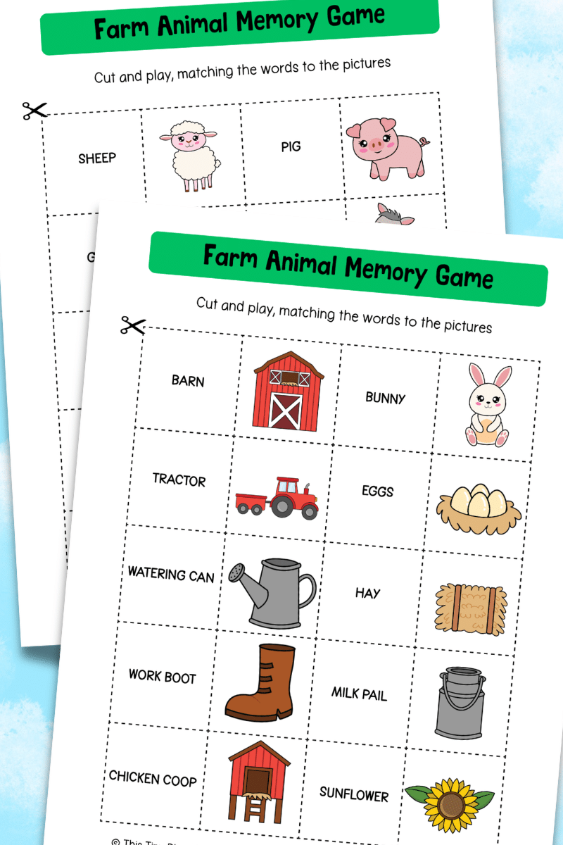Farm Animal Memory Game (Free Printable Matching Game for Kids) - This ...