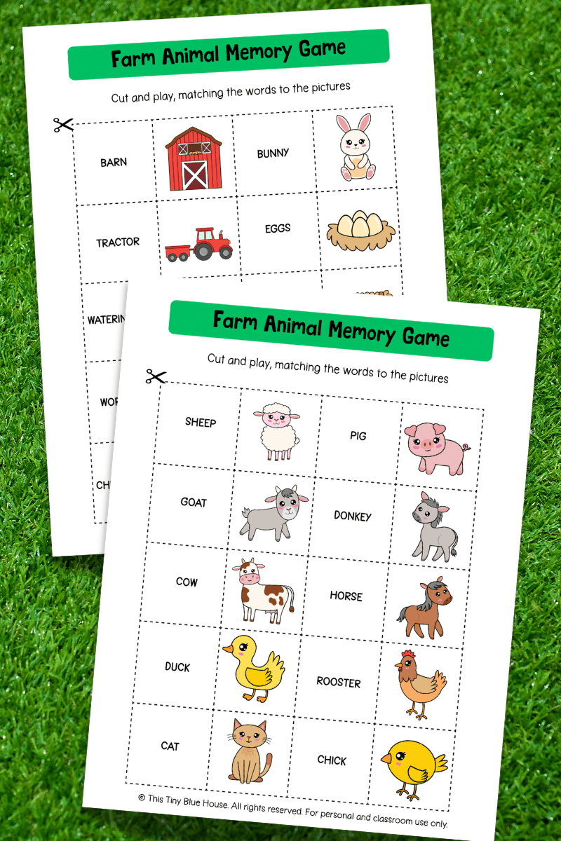 Farm Animal Memory Game (Free Printable Matching Game for Kids) - This ...