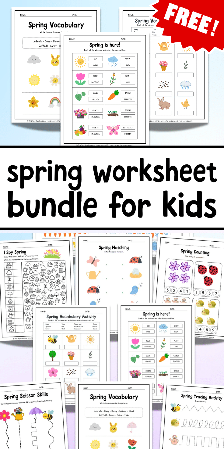Spring Worksheet Easy Free Printable Spring Worksheets for Pre-K to Grade 1 (10-Page Activity ...