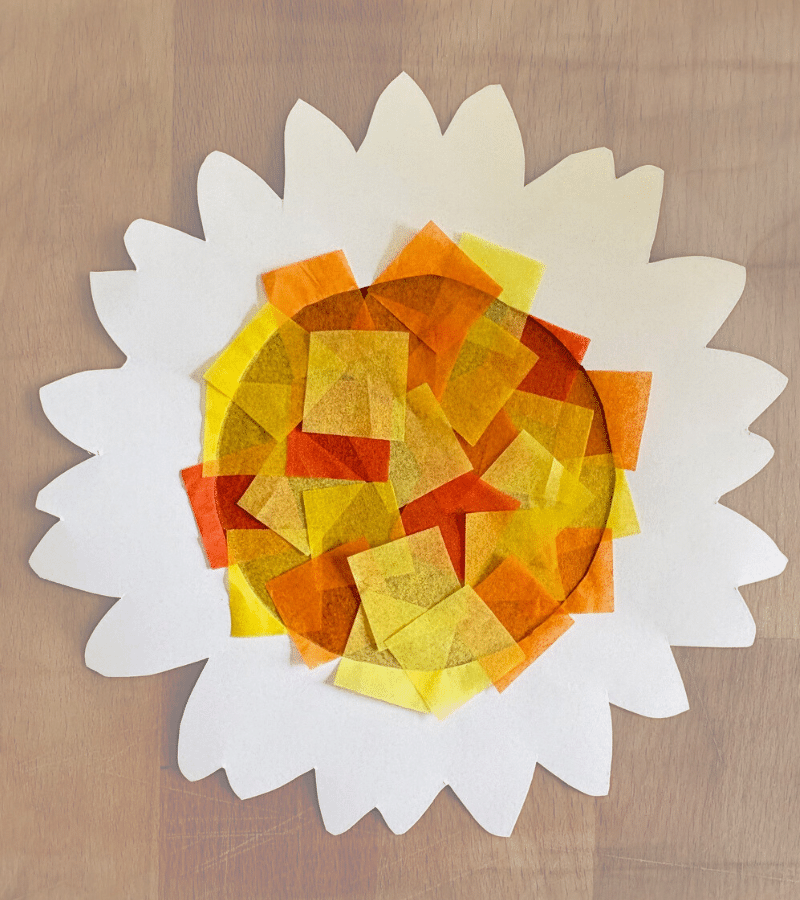 Sunflower Suncatcher Craft (Free printable Template) - This Tiny Blue House