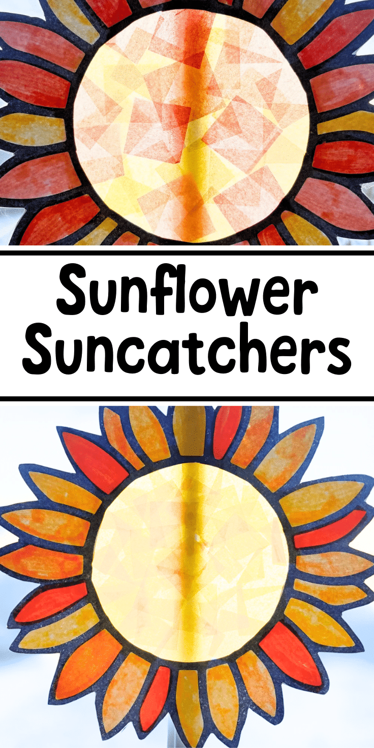 Sunflower Suncatcher Craft (Free printable Template) - This Tiny Blue House