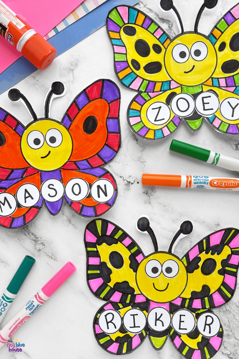 Butterfly Name Craft (Free Printable Template) - This Tiny Blue House