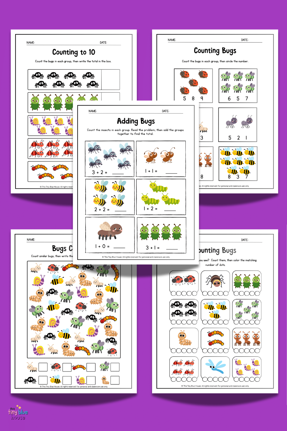 Bug Counting Worksheets for Kids (Free Printable Math Practice) - This ...