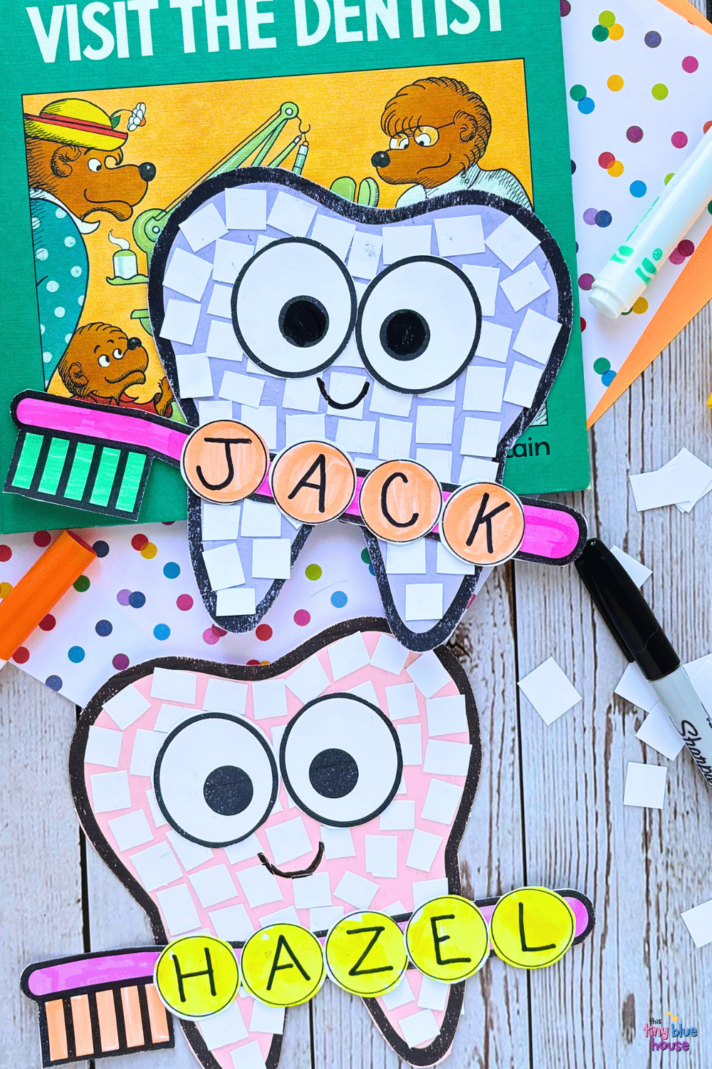 Mosaic Tooth Craft (Free Printable Template) - This Tiny Blue House